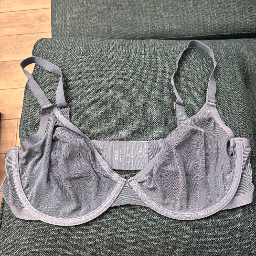 Cuup The Plunge Mesh Underwire Light Powder Blue Bra 38E 38DD 38 E DD